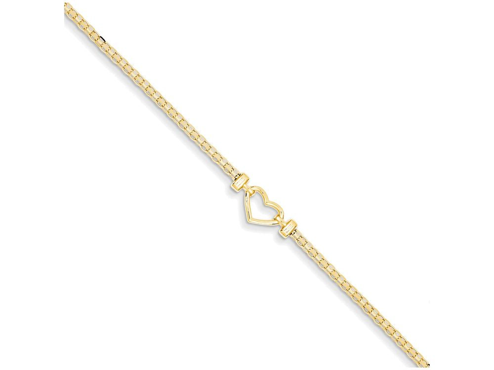 FJC Finejewelers 10 Inch 14k Yellow Gold Polished Open-heart Anklet