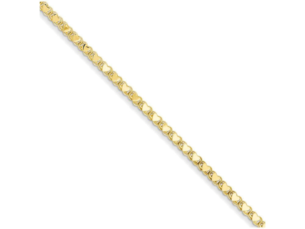 FJC Finejewelers 10 Inch 14k Yellow Gold Polished Double-sided Heart Anklet with Lobster clasp