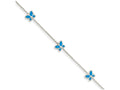 FJC Finejewelers 10 Inch 14k White Gold Blue Enameled Butterfly Anklet