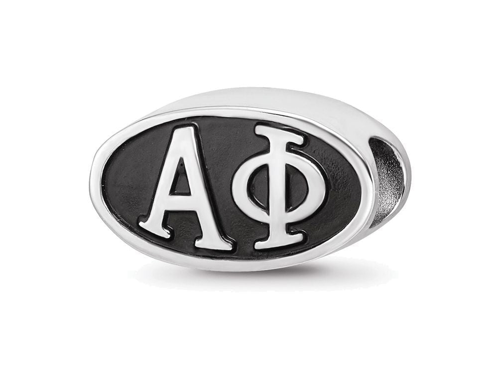 LogoArt Sterling Silver 12.25mm Alpha Phi Oval Letters Bead Charm