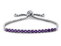 FJC Finejewelers Sterling Silver Slider Chain Adjustable Bracelet with 16 Round Amethyst Stones