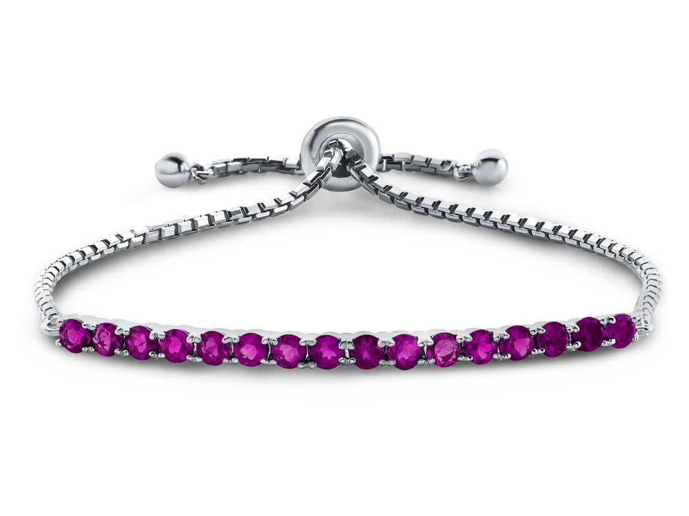 FJC Finejewelers Sterling Silver Slider Chain Adjustable Bracelet with 16 Round Created Ruby Stones