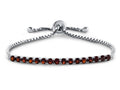 FJC Finejewelers Sterling Silver Slider Chain Adjustable Bracelet with 16 Round Garnet Stones