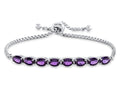 FJC Finejewelers Sterling Silver Slider Chain Adjustable Bracelet with 8 Oval Amethyst Stones