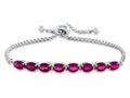 FJC Finejewelers Sterling Silver Slider Chain Adjustable Bracelet with 8 Oval Created Ruby Stones