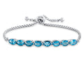 FJC Finejewelers Sterling Silver Slider Chain Adjustable Bracelet with 8 Oval Swiss Blue Topaz Stones