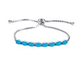 FJC Finejewelers Sterling Silver Slider Chain Adjustable Bracelet with 8 Oval Compressed Turquoise Stones