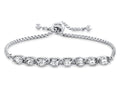FJC Finejewelers Sterling Silver Slider Chain Adjustable Bracelet with 8 Oval White Topaz Stones