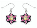 Finejewelers Black, Pink, and Yellow Enamel Sterling Silver Earrings with Pink CZ's