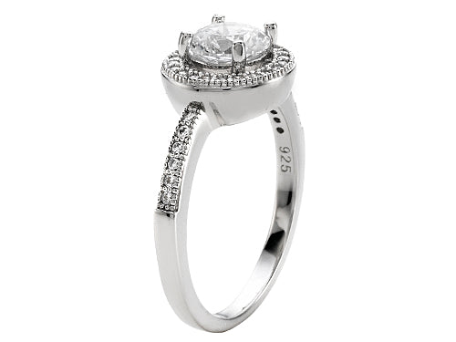 Zoe R 925 Sterling Silver Micro Pave Hand Set Cubic Zirconia (CZ) Round Engagement Ring