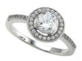 Zoe R 925 Sterling Silver Micro Pave Hand Set Cubic Zirconia (CZ) Round Engagement Ring