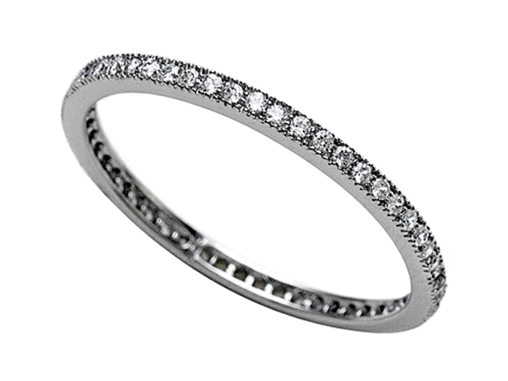 Zoe R 925 Sterling Silver Micro Pave Hand Set Cubic Zirconia (CZ) Stackable Eternity Band