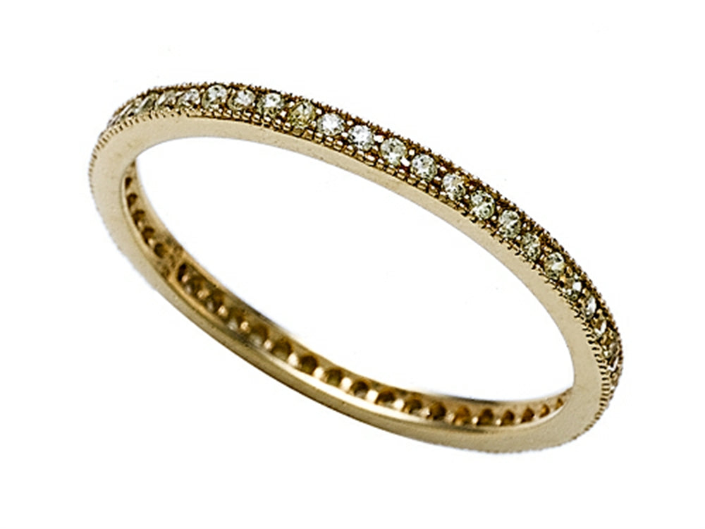 Zoe R Gold Plated Silver Micro Pave Cubic Zirconia Stackable Eternity Band