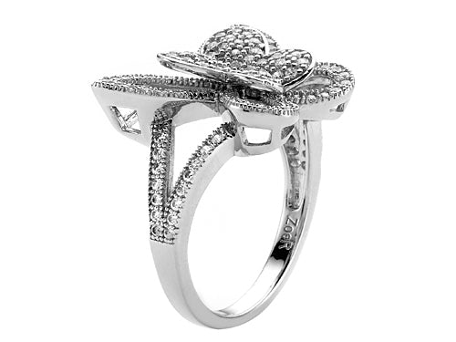 Zoe R 925 Sterling Silver Micro Pave Hand Set Cubic Zirconia (CZ) Butterfly Ring