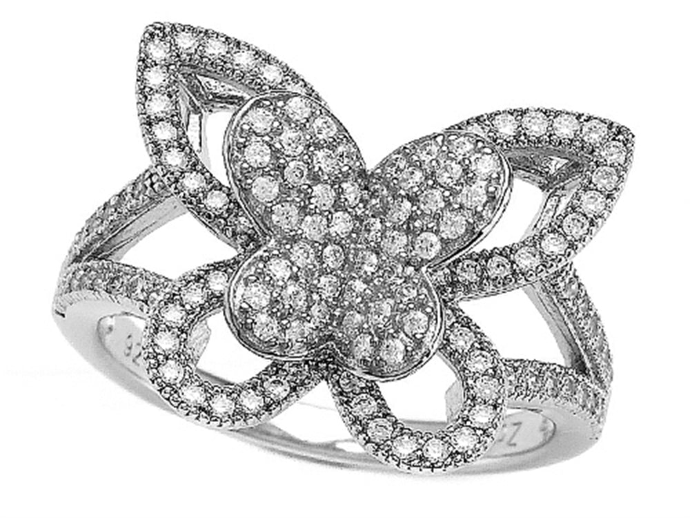 Zoe R 925 Sterling Silver Micro Pave Hand Set Cubic Zirconia (CZ) Butterfly Ring