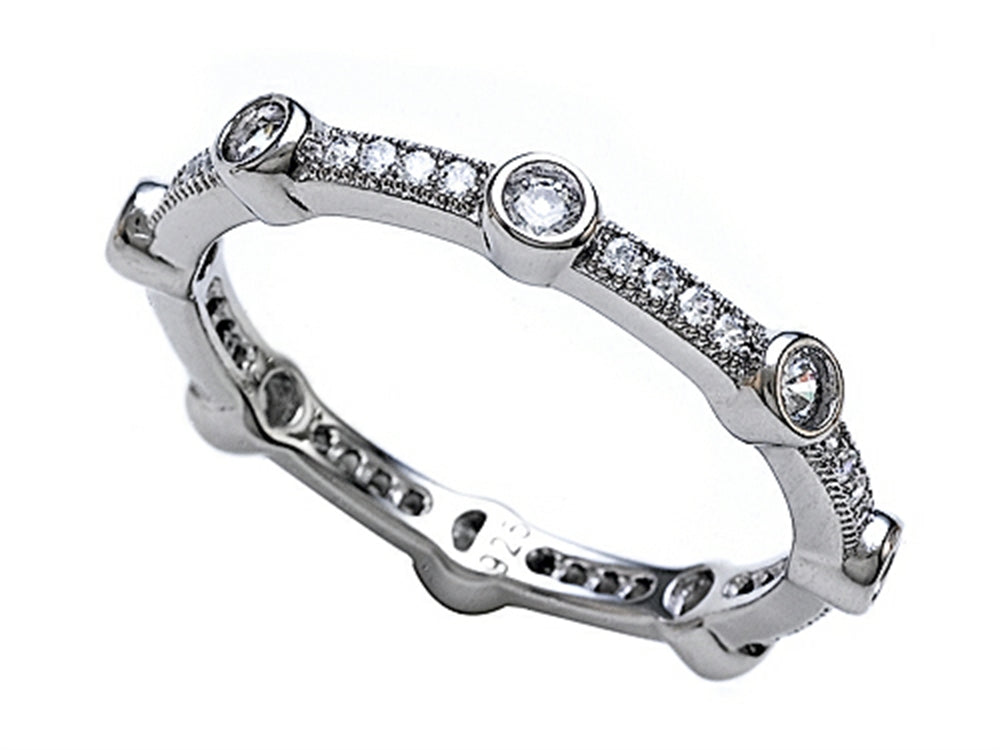 Zoe R Micro Pave Hand Set Cubic Zirconia (CZ) Stackable Eternity Band