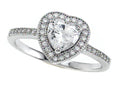 Zoe R 925 Sterling Silver Micro Pave Hand Set Cubic Zirconia (CZ) Heart Shape Center Engagement Ring
