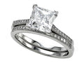Zoe R 925 Sterling Silver Micro Pave Hand Set Cubic Zirconia (CZ) Princess Cut Center Wedding Set