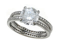 Zoe R Micro Pave Hand Set Cubic Zirconia (CZ) Eternity Wedding Set