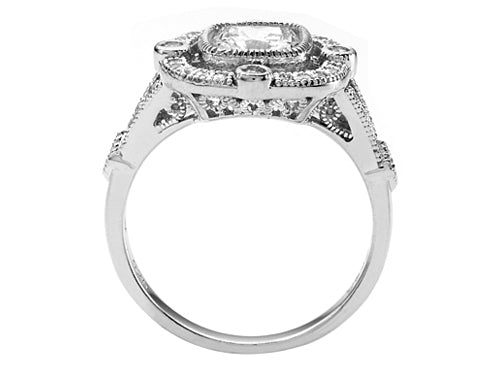 Zoe R 925 Sterling Silver Micro Pave Hand Set Cushion-Cut Cubic Zirconia (CZ) Engagement Ring