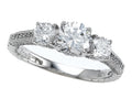 Zoe R 925 Sterling Silver Micro Pave Hand Set Cubic Zirconia (CZ) 3 Stone Engagement Ring
