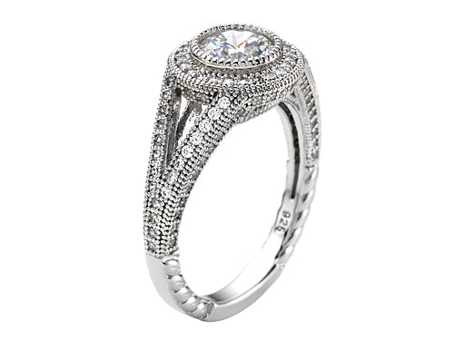 Zoe R 925 Sterling Silver Micro Pave Hand Set Cubic Zirconia (CZ) Engagement Ring