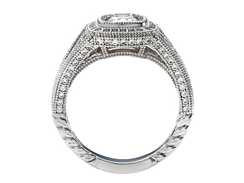 Zoe R 925 Sterling Silver Micro Pave Hand Set Cubic Zirconia (CZ) Halo Cushion-Cut Engagement Ring