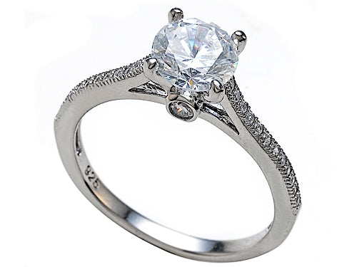 Zoe R 925 Sterling Silver Micro Pave Hand Set Cubic Zirconia (CZ) Wedding Set