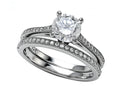 Zoe R 925 Sterling Silver Micro Pave Hand Set Cubic Zirconia (CZ) Wedding Set