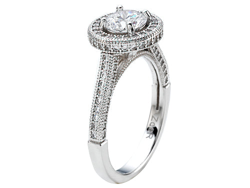 Zoe R 925 Sterling Silver Micro Pave Hand Set Cubic Zirconia (CZ) Round Engagement Ring