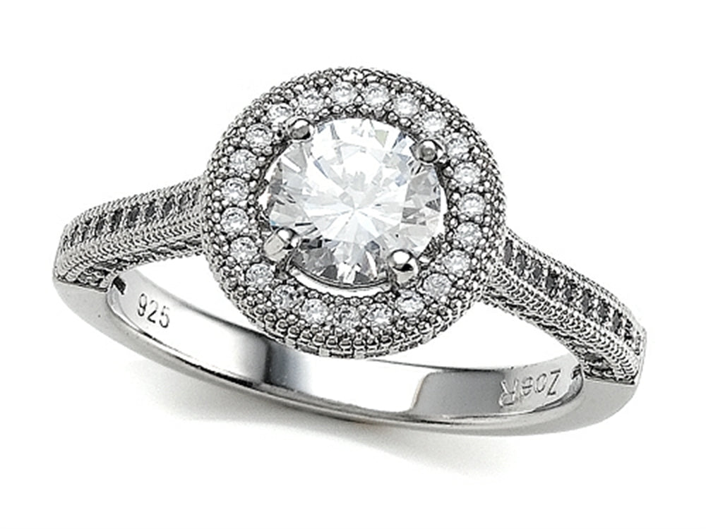Zoe R 925 Sterling Silver Micro Pave Hand Set Cubic Zirconia (CZ) Round Engagement Ring