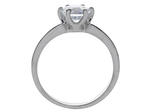 Zoe R 7mm 925 Sterling Silver Round Cubic Zirconia (CZ) Engagement Ring
