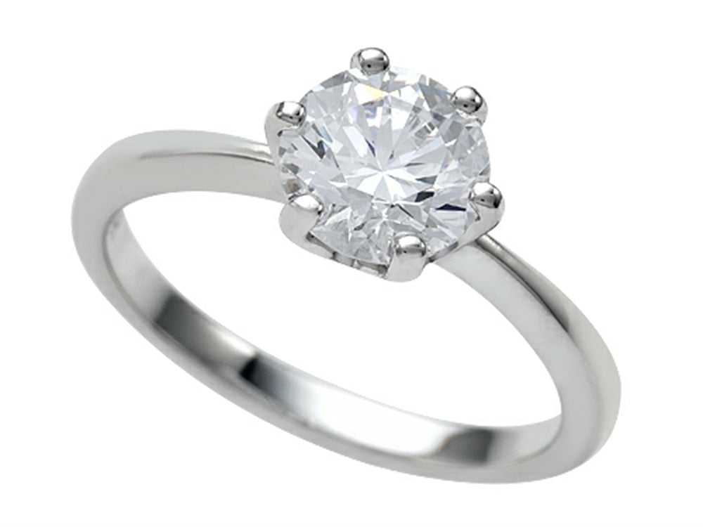 Zoe R 7mm 925 Sterling Silver Round Cubic Zirconia (CZ) Engagement Ring