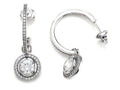 Zoe R 925 Sterling Silver Micro Pave Hand Set Cubic Zirconia One Row Medium Hoop Earrings and Round Dan