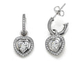Zoe R 925 Sterling Silver Micro Pave Hand Set Cubic Zirconia (CZ) One Row Small Hoop Earrings and Heart Shape