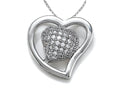 Zoe R 925 Sterling Silver Micro Pave Hand Set Cubic Zirconia Heart Pendant Necklace On 18 Inch Chain