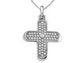 Zoe R 925 Sterling Silver Micro Pave Hand Set Cubic Zirconia (CZ) Medium Cross Pendant Necklace On 18