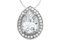 Zoe R 925 Sterling Silver Micro Pave Hand Set Cubic Zirconia (CZ) Pear Shape Pendant Necklace