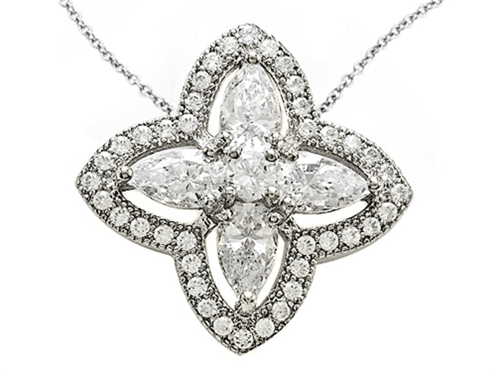 Zoe R Sterling Silver Micro Pave Hand Set Cubic Zirconia (CZ) Pendant Necklace