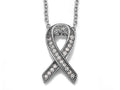 Zoe R 925 Sterling Silver Micro Pave Hand Set Cubic Zirconia (CZ) Ribbon Pendant Necklace