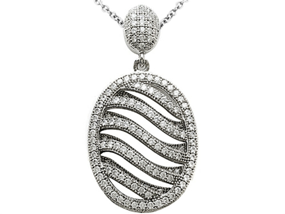 Zoe R 3D Sterling Silver Micro Pave Hand Set Cubic Zirconia (CZ) Pendant Necklace