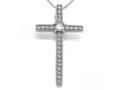 Zoe R 925 Sterling Silver Micro Pave Hand Set Cubic Zirconia (CZ) Medium Cross Pendant Necklace