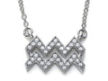 Zoe R Sterling Silver Micro Pave Hand Set Cubic Zirconia (CZ) Aquarius Zodiac Pendant Necklace On 18 Inch Adjustable Ch