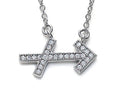 Zoe R Sterling Silver Micro Pave Hand Set Cubic Zirconia (CZ) Sagittarius Zodiac Pendant Necklace On 18 Inch Adjustable