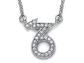 Zoe R Sterling Silver Micro Pave Hand Set CZ Capricorn Zodiac Pendant Necklace 18 Inch Adjustable C