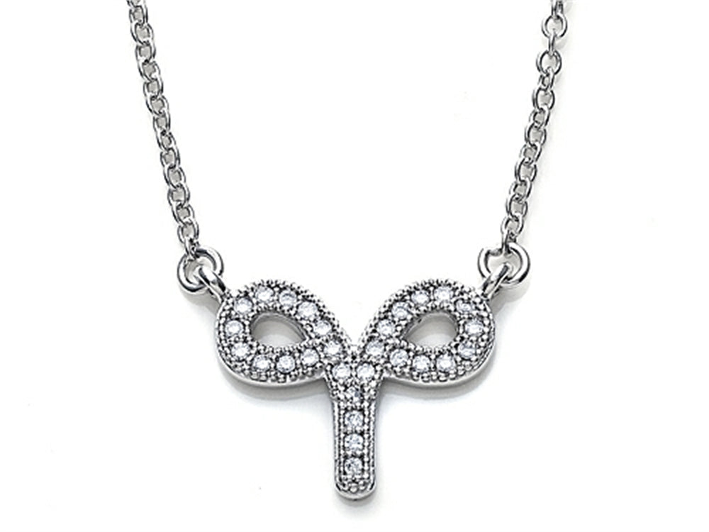 Zoe R Sterling Silver Micro Pave Hand Cubic Zirconia Aries Zodiac Pendant Necklace 18 In Adjustable Chain