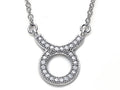 Zoe R Sterling Silver Micro Pave Hand Set Cubic Zirconia (CZ) Taurus Zodiac Pendant Necklace On 18 Inch Adjustable Chai