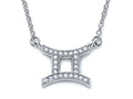 Zoe R Sterling Silver Micro Pave Hand Set Cubic Zirconia (CZ) Gemini Zodiac Pendant Necklace On 18 Inch Adjustable Chai