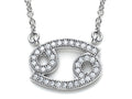 Zoe R Sterling Silver Micro Pave Hand Set Cubic Zirconia (CZ) Cancer Zodiac Pendant Necklace On 18 Inch Adjustable Chai