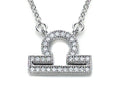 Zoe R Sterling Silver Micro Pave Hand Set Cubic Zirconia (CZ) Libra Zodiac Pendant Necklace On 18 Inch Adjustable Chain
